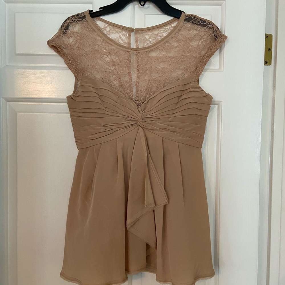 BCBG mocha lace blouse